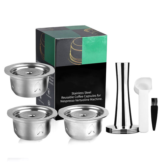 2 IN 1Reusable Vertuo Coffee Capsule Steel Stainless Metal for Nespresso Vertuoline Plus Machine Cream Coffee Filter - fyfy7