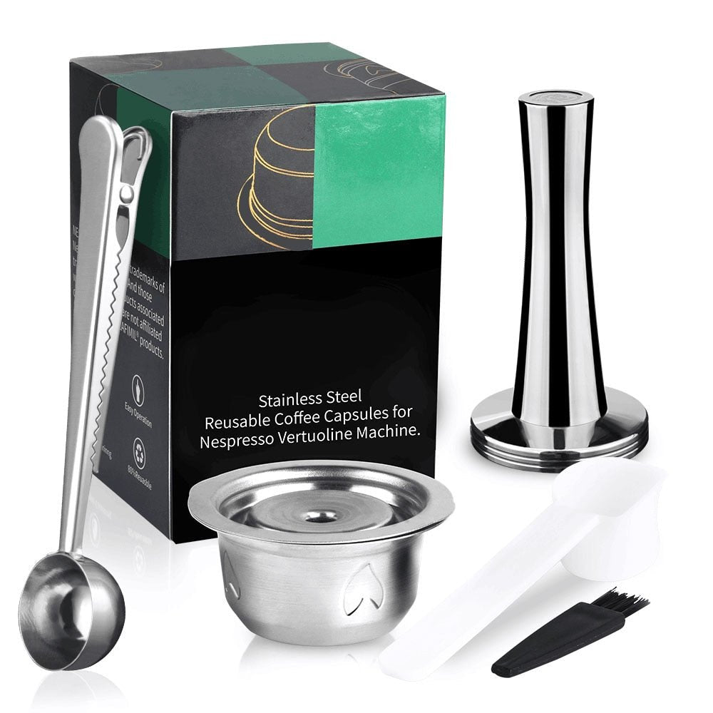 2 IN 1Reusable Vertuo Coffee Capsule Steel Stainless Metal for Nespresso Vertuoline Plus Machine Cream Coffee Filter - fyfy7
