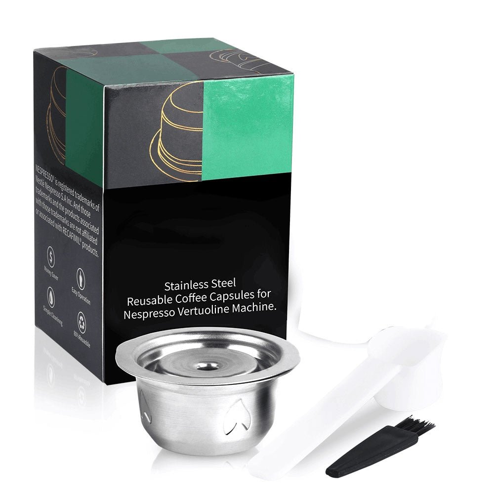 2 IN 1Reusable Vertuo Coffee Capsule Steel Stainless Metal for Nespresso Vertuoline Plus Machine Cream Coffee Filter - fyfy7