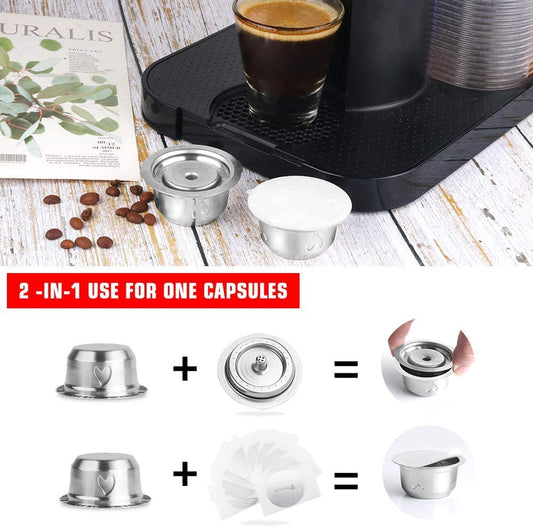 2 IN 1Reusable Vertuo Coffee Capsule Steel Stainless Metal for Nespresso Vertuoline Plus Machine Cream Coffee Filter - fyfy7