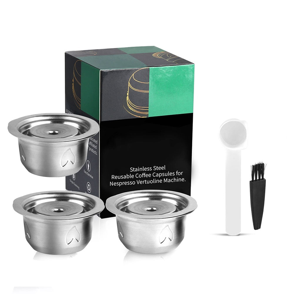 2 IN 1Reusable Vertuo Coffee Capsule Steel Stainless Metal for Nespresso Vertuoline Plus Machine Cream Coffee Filter - fyfy7