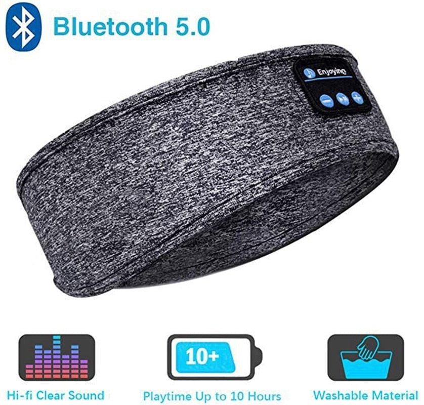 Bluetooth Sleeping Headphones Sports Headband Thin Soft Elastic Comfortable Wireless Music Earphones Eye Mask for Side Sleeper - fyfy7