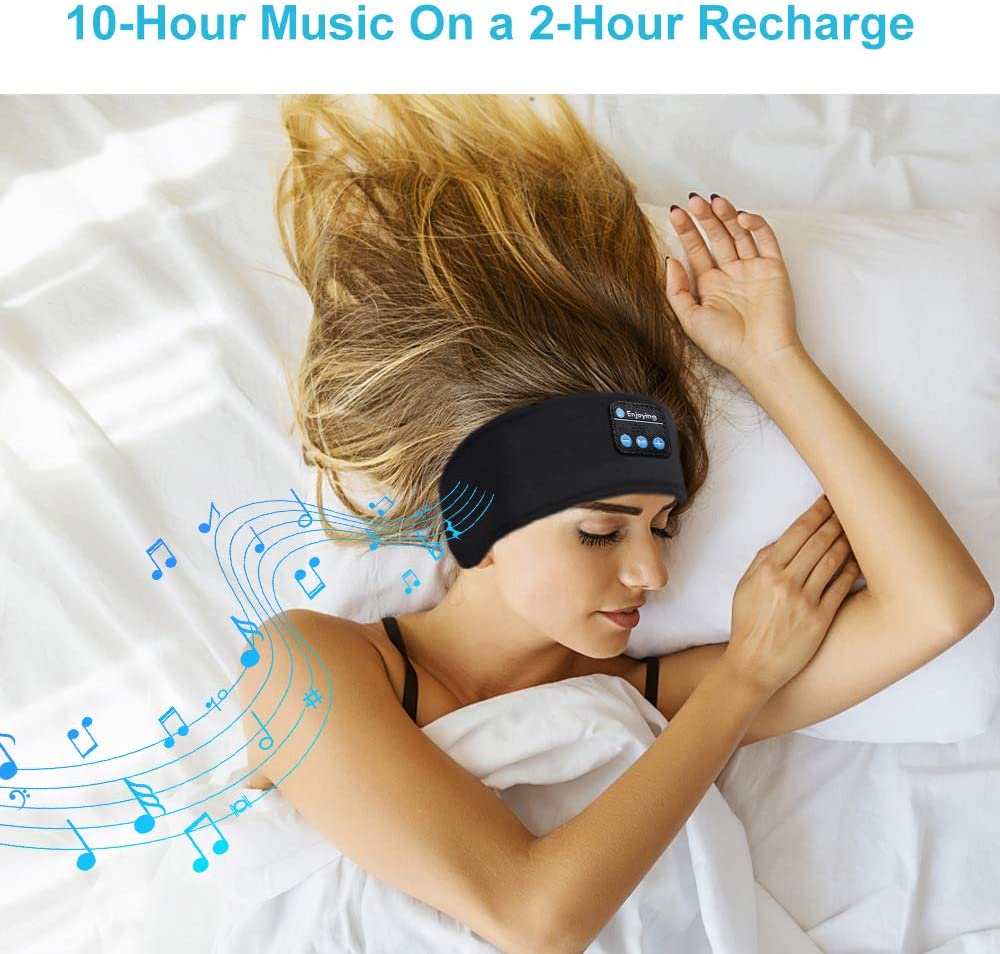 Bluetooth Sleeping Headphones Sports Headband Thin Soft Elastic Comfortable Wireless Music Earphones Eye Mask for Side Sleeper - fyfy7