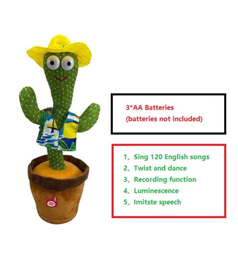 Lovely Dancing Cactus Doll Talking Toy Electron Plush Toy Speak Repeat Singing Cactus Toys Children Kids Education Toy Gift - fyfy7
