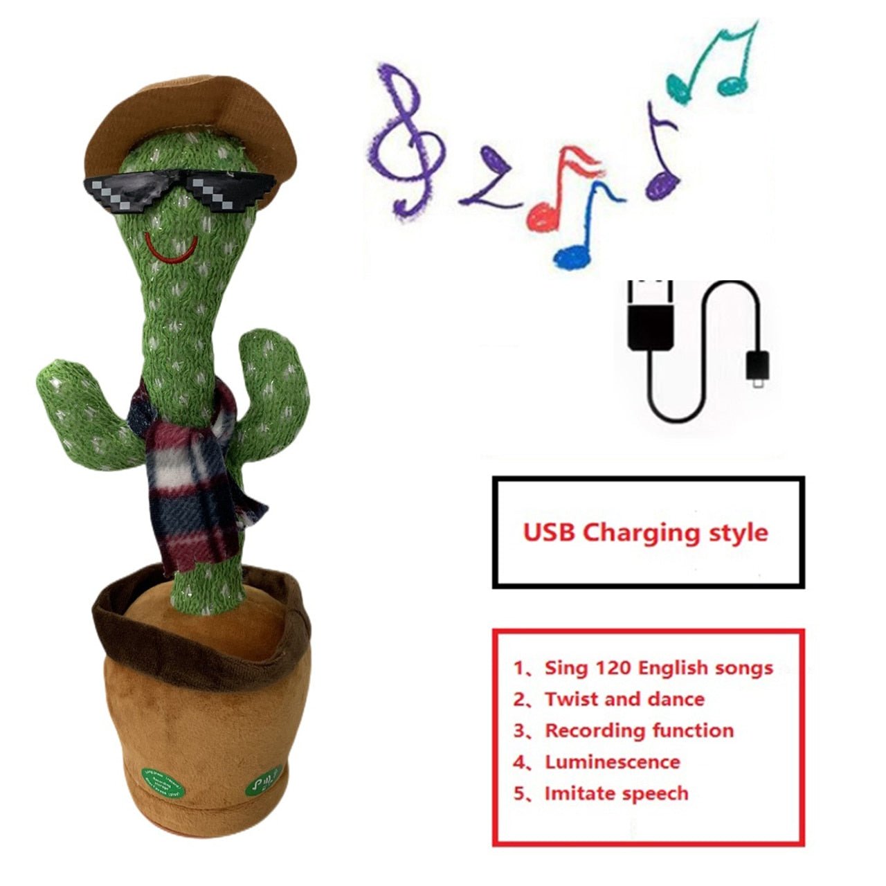 Lovely Dancing Cactus Doll Talking Toy Electron Plush Toy Speak Repeat Singing Cactus Toys Children Kids Education Toy Gift - fyfy7
