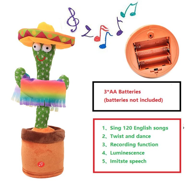 Lovely Dancing Cactus Doll Talking Toy Electron Plush Toy Speak Repeat Singing Cactus Toys Children Kids Education Toy Gift - fyfy7