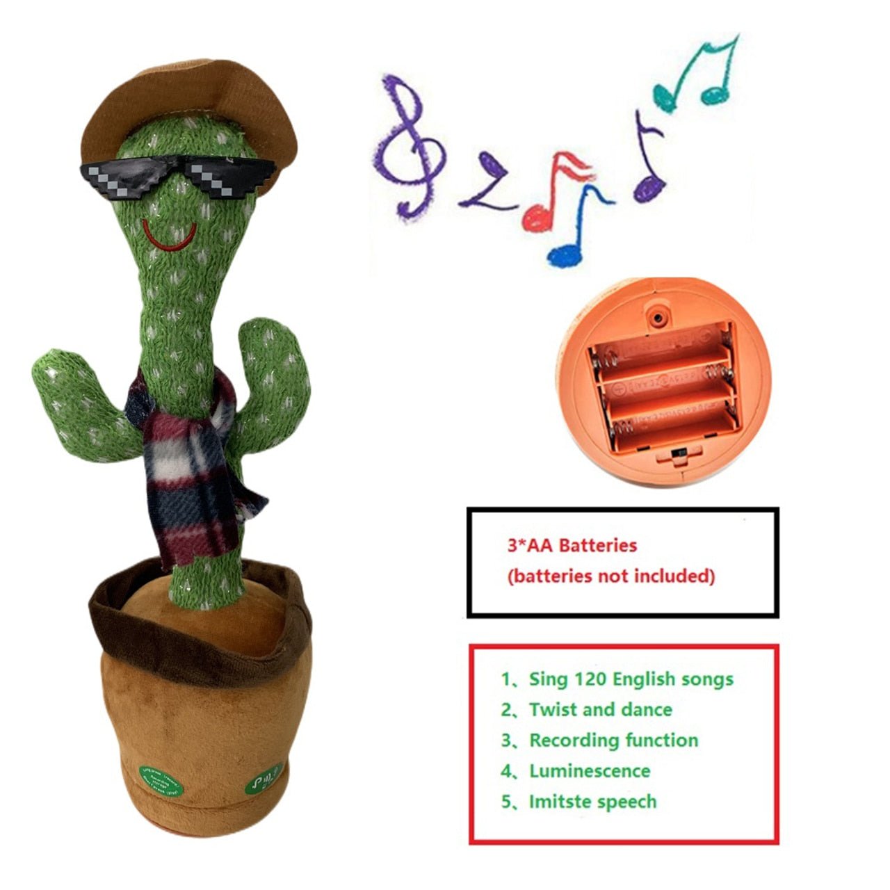 Lovely Dancing Cactus Doll Talking Toy Electron Plush Toy Speak Repeat Singing Cactus Toys Children Kids Education Toy Gift - fyfy7