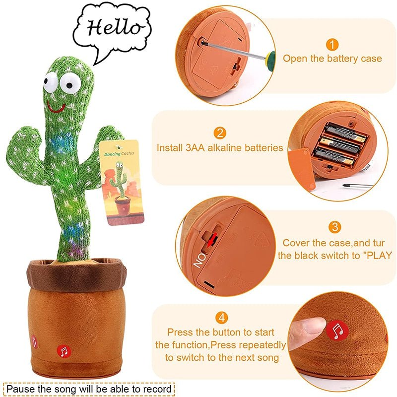 Lovely Dancing Cactus Doll Talking Toy Electron Plush Toy Speak Repeat Singing Cactus Toys Children Kids Education Toy Gift - fyfy7