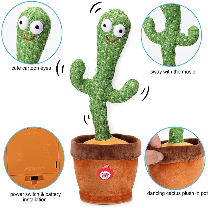 Lovely Dancing Cactus Doll Talking Toy Electron Plush Toy Speak Repeat Singing Cactus Toys Children Kids Education Toy Gift - fyfy7
