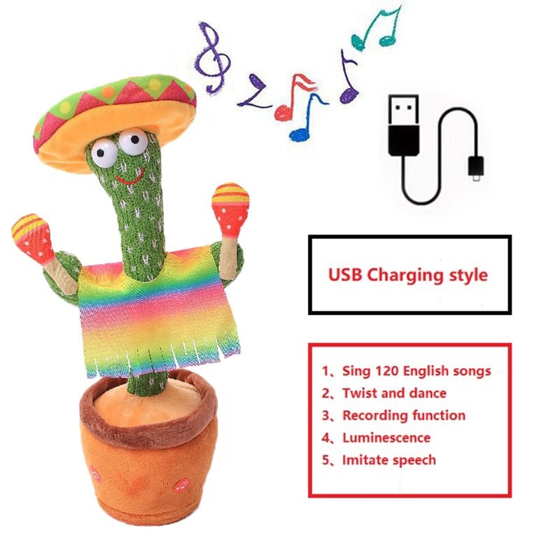 Lovely Dancing Cactus Doll Talking Toy Electron Plush Toy Speak Repeat Singing Cactus Toys Children Kids Education Toy Gift - fyfy7