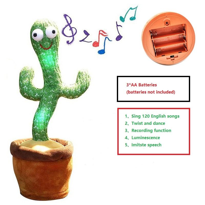 Lovely Dancing Cactus Doll Talking Toy Electron Plush Toy Speak Repeat Singing Cactus Toys Children Kids Education Toy Gift - fyfy7