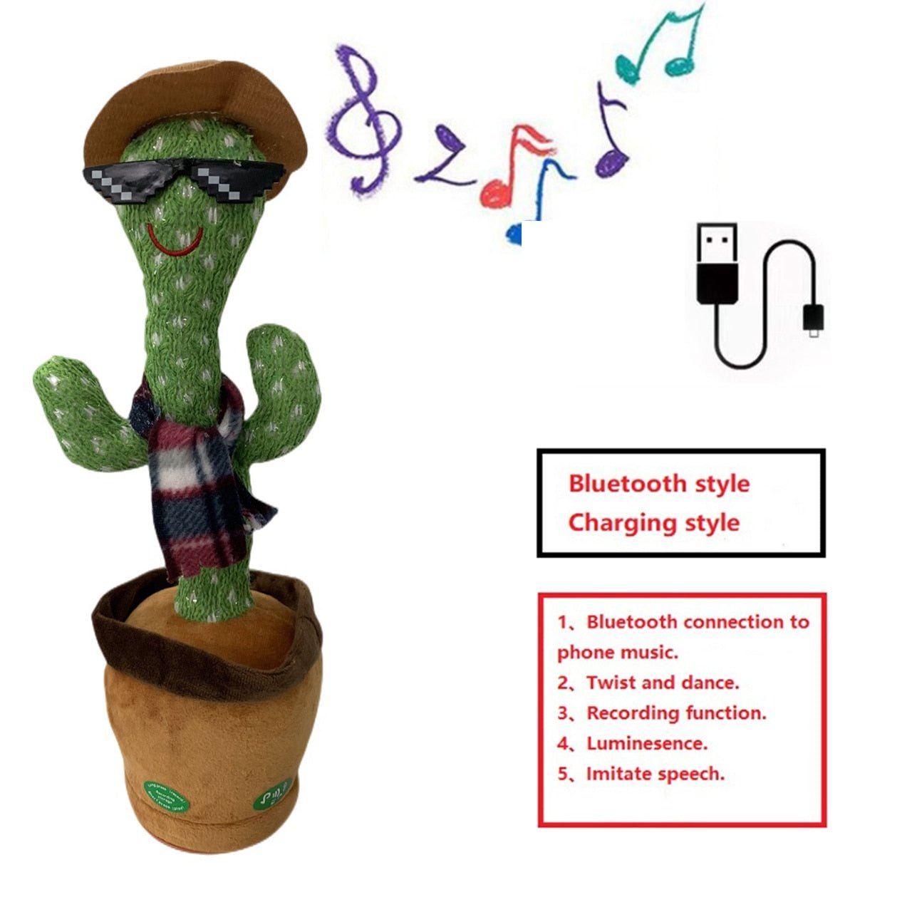 Lovely Dancing Cactus Doll Talking Toy Electron Plush Toy Speak Repeat Singing Cactus Toys Children Kids Education Toy Gift - fyfy7