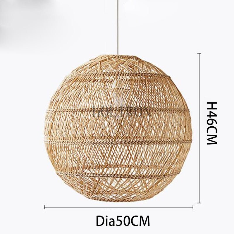 Natural Rattan Lamp Pendant light New Chinese Style Hand - woven Pendant Light for Living Room Hanging Luminaire Dining Room light - fyfy7