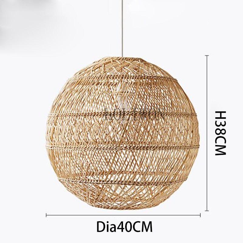 Natural Rattan Lamp Pendant light New Chinese Style Hand - woven Pendant Light for Living Room Hanging Luminaire Dining Room light - fyfy7